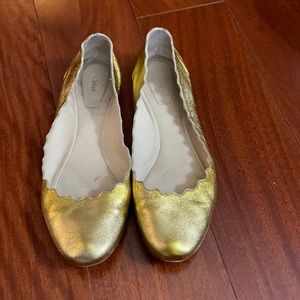 Chloe Lauren Scalloped Leather Ballet Flats